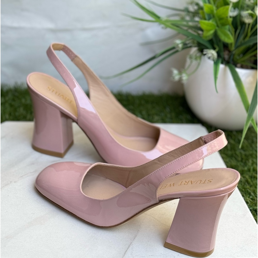STUART WEITZMAN Cryblock pink 85 Slingback Pump  women Size 6 Ballet Patent - Picture 7 of 17